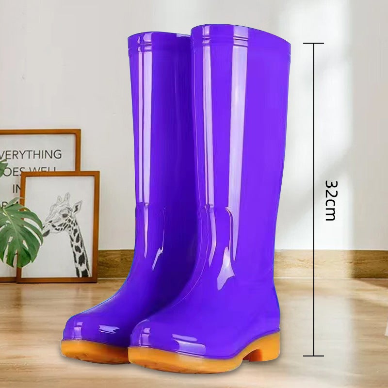 High Rain Boots Rain Boots Waterproof Shoes Rubber Shoes Women'S Fashionable Middle Tube Cotton Warm Adult Non-Slip Kitchen Summer - Image 5