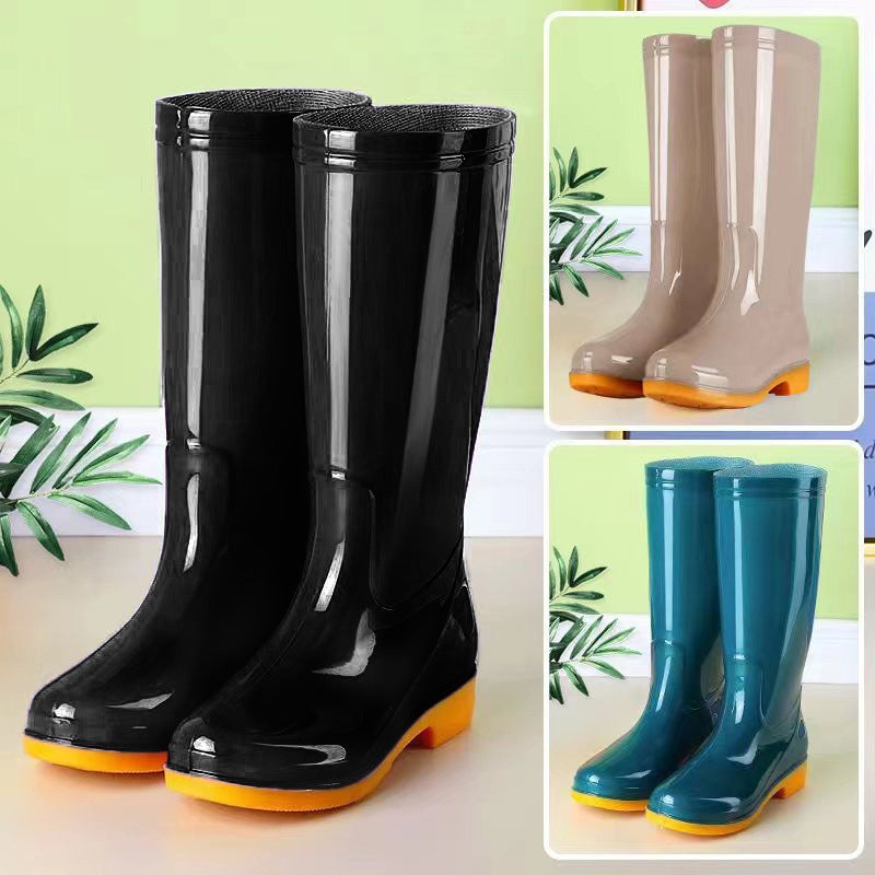 High Rain Boots Rain Boots Waterproof Shoes Rubber Shoes Women'S Fashionable Middle Tube Cotton Warm Adult Non-Slip Kitchen Summer - Image 4