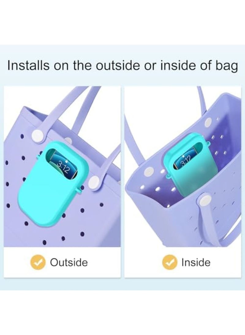 SYOSI Bag Insert Pouch for Travel Tote Bag, Beach Bag Accessories, Inlaid Mobile Phone Bag with Cover, Ladies Travel Insert Organiser Tidy Bag Purse Pouch for Phone Sunglas Purse Makeup Keys(Teal) - Image 2