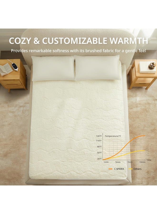 Caperia Heated Mattress Pad Twin, Electric Mattress Pad with 9 Heat Settings, Memory Function, Fast Heating, 1-12 Hours Auto Off, Deep Pocket, Machine Washable, 39"x 75", White - Image 2