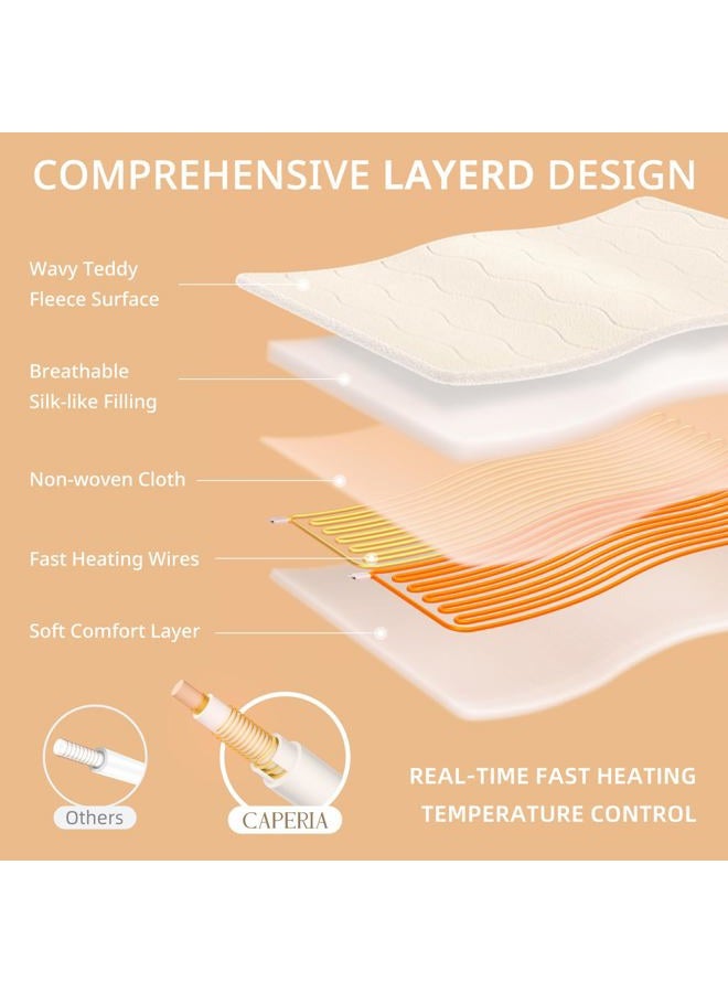 Caperia Heated Mattress Pad Twin, Electric Mattress Pad with 9 Heat Settings, Memory Function, Fast Heating, 1-12 Hours Auto Off, Deep Pocket, Machine Washable, 39"x 75", White - Image 4