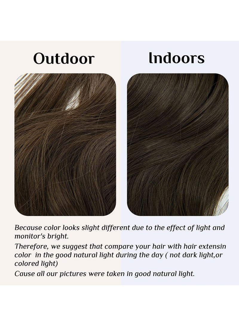 Estelle Hair Extensions Brown  Short 14Inch 3.6 Oz Wavy Curly Synthetic Hairpiece Adjustable Transparent Wire Headband No Clip for Women Heat Resistant Fiber  - Image 3