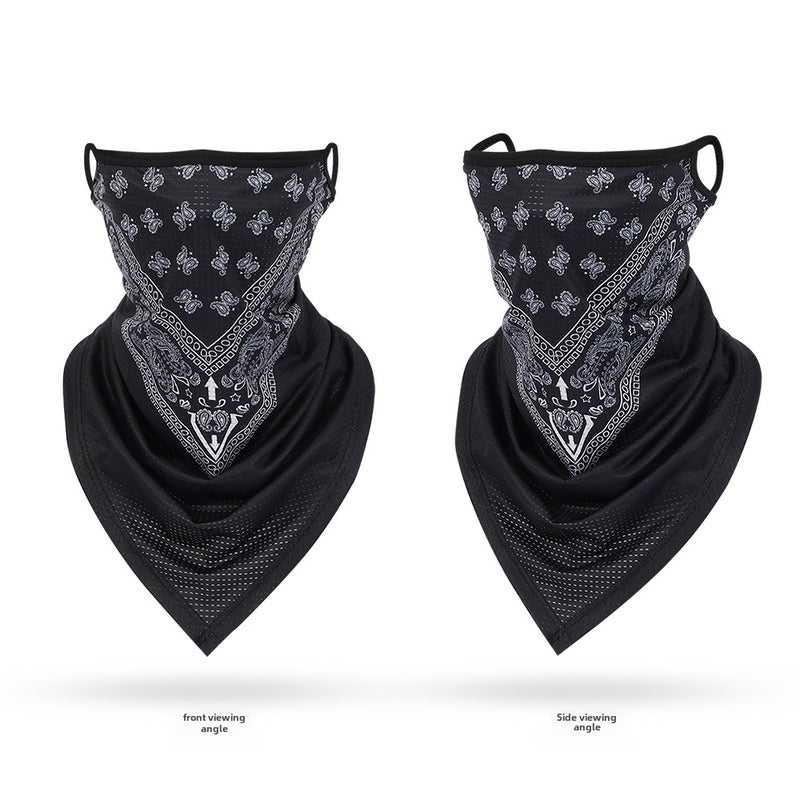 Generic Breathable Ice Silk Neck Gaiter UV Protection V-shaped black cashew flower
