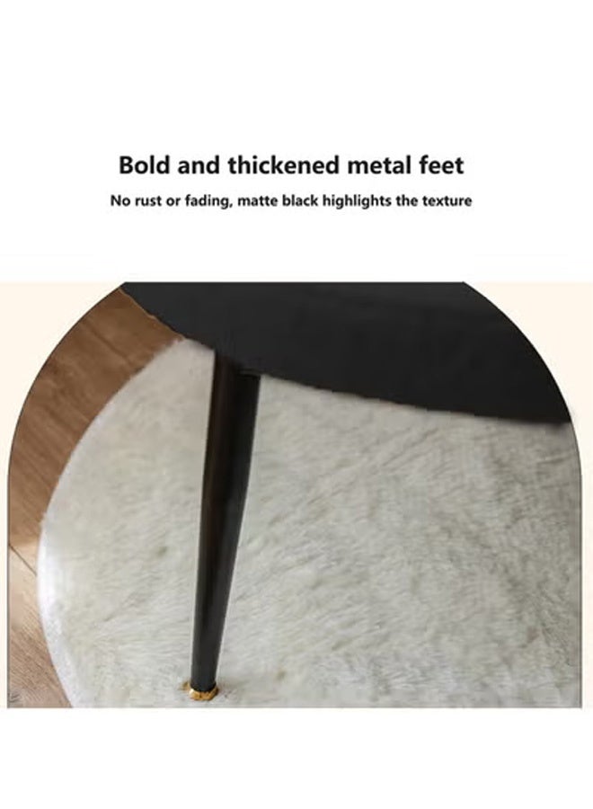 تايمي كرسي قماش بوكلية أنيق منجد بذراعين ومسند ظهر مريح وأرجل معدنية، كرسي ميكب لطاولة التزيين، كرسي تسريحة لغرفة النوم، كرسي لغرفة المعيشة والمكتب - أسود - Image 5