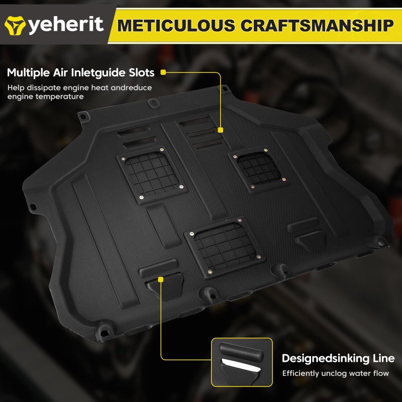 YEHERIT Engine Splash Shield Guard Compatible with Ford Escape 2013 2014 2015 2016 2017 2018 2019 Under Car Shield Cover Directly Replace Original One Black - Image 5