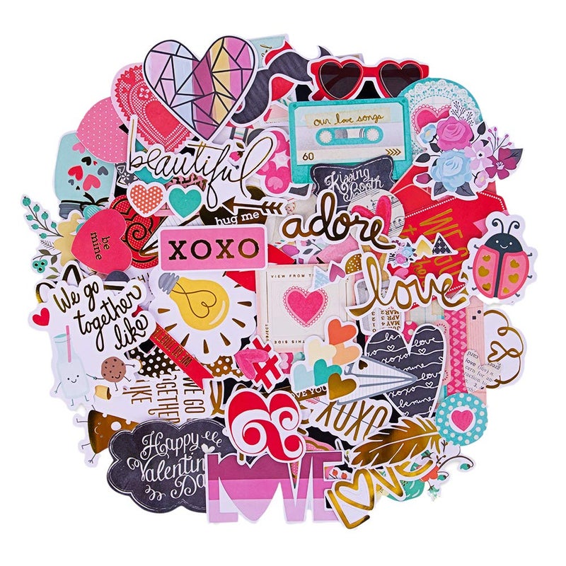 FaCraft Scrapbooking Supplies Ephemera Die Cuts Stickers 95 pcs Love