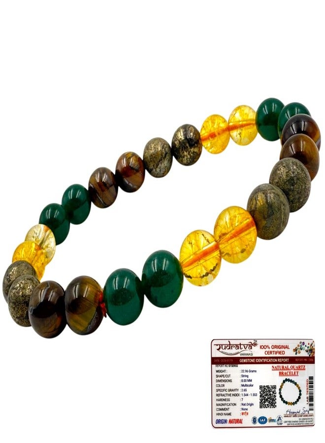 Rudratva Money Magnet Bracelet | Original Certified 8mm Beads | Pyrite, Citrine, Green Aventurine & Tiger Eye Stones | Attract Wealth, Success & Financial Prosperity | Unisex Spiritual Bracelet for Men & Women - Image 1