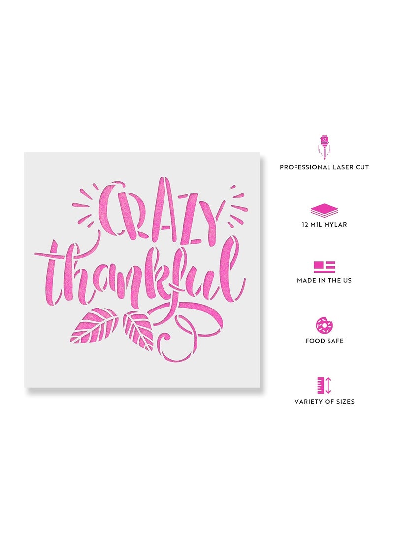 Stencil Revolution - Crazy Thankful Stencil Template for Walls and Crafts Reusable Stencils for Painting in Small Large Sizes - Image 1