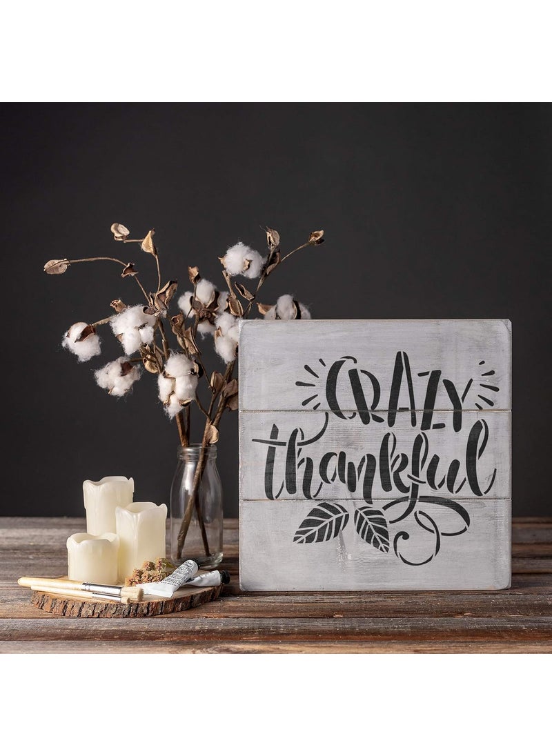 Stencil Revolution - Crazy Thankful Stencil Template for Walls and Crafts Reusable Stencils for Painting in Small Large Sizes - Image 1
