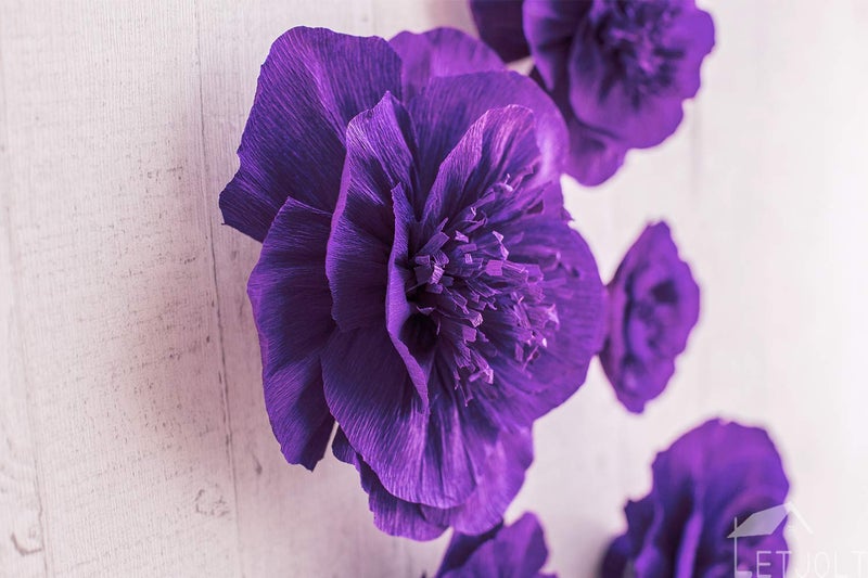 Letjolt Artificial Paper Flower Decorations for 1st Birthday Wedding Party Baby Shower Bridal Shower Nursery Wall Decor(Purple Set 6) - Image 5