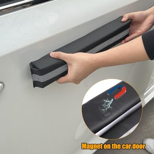 Winunite Magnetic Removable Car Door Dent Protector PU Leather Car Door Ding Protector Ding Bumper Guard for Vehicles Black(Pack of 2) - Image 2