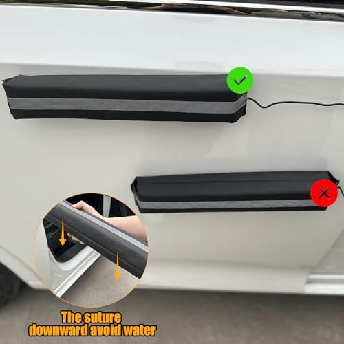 Winunite Magnetic Removable Car Door Dent Protector PU Leather Car Door Ding Protector Ding Bumper Guard for Vehicles Black(Pack of 2) - Image 3