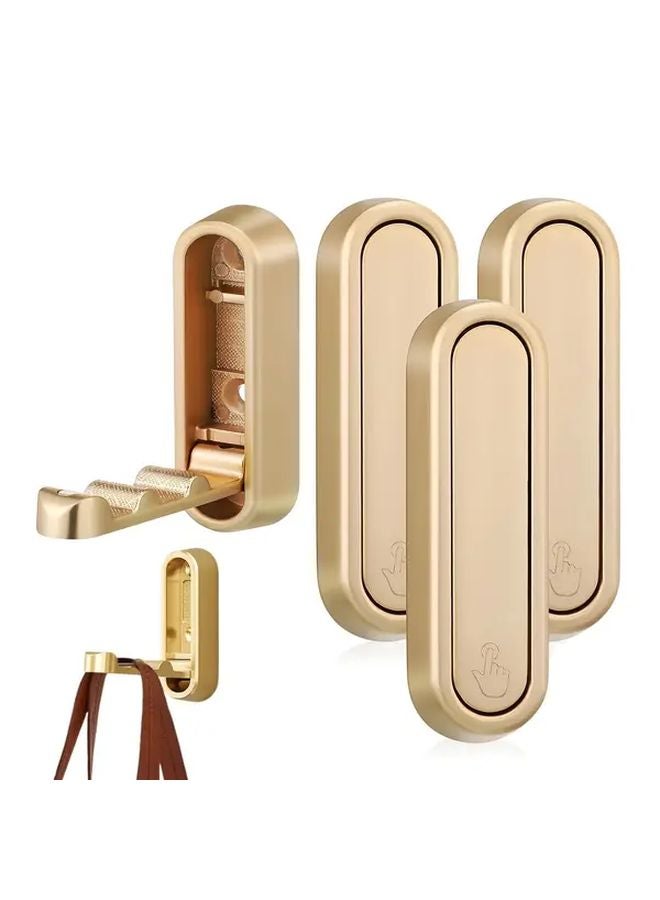 Gray Heavy Duty Foldable Wall Hooks 4 Pack Zinc Alloy Mount For Coats Towels Backpacks - Image 2