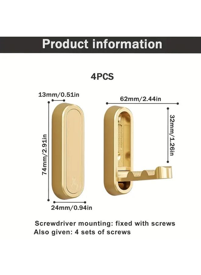 Gray Heavy Duty Foldable Wall Hooks 4 Pack Zinc Alloy Mount For Coats Towels Backpacks - Image 4