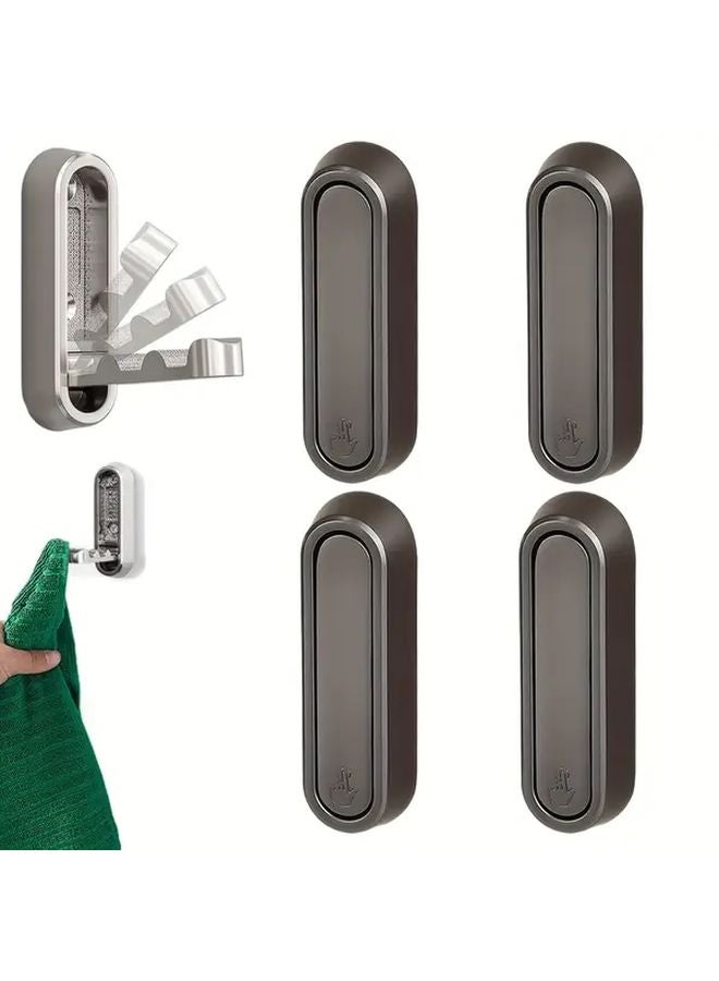 Gray Heavy Duty Foldable Wall Hooks 4 Pack Zinc Alloy Mount For Coats Towels Backpacks - Image 1