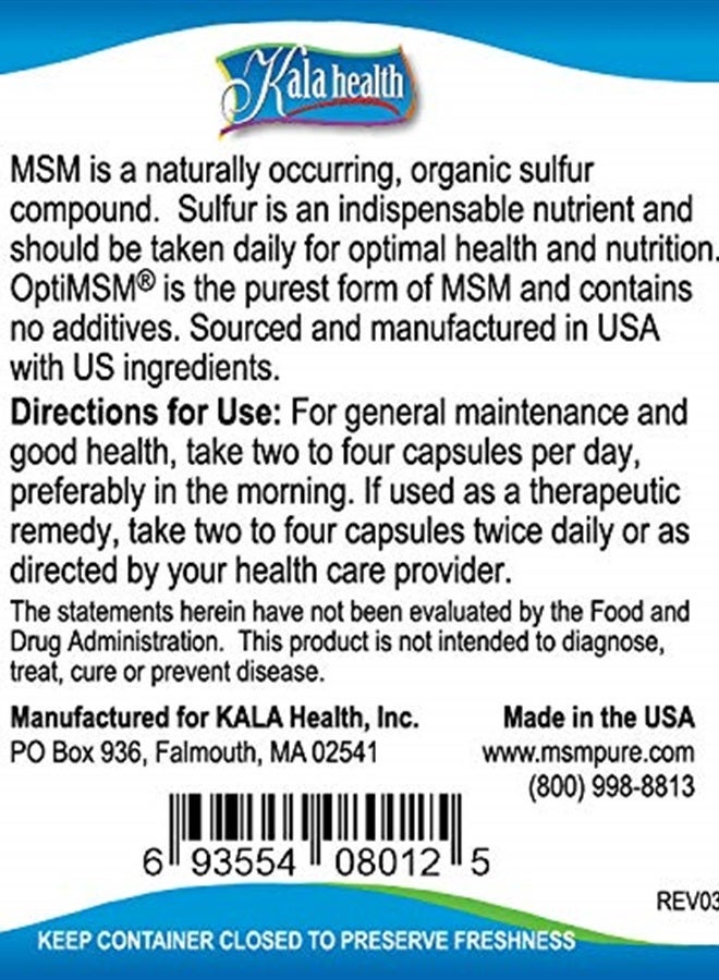 Kala Health MSMPure Vegetarian Capsules, 500 Count, Made with Organic Sulfur Crystals, 99.99% Pure Distilled MSM Supplement, 1,000 mg per Capsule, Made in USA - Image 3