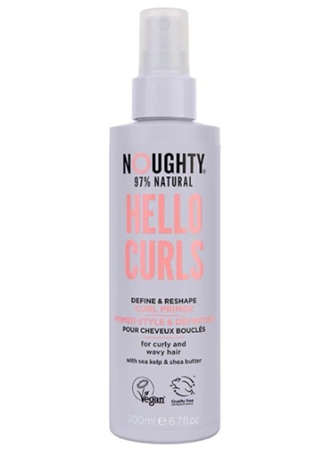 نوتي برايمر Noughty Hello Curls لتحديد وإعادة تشكيل تجعيدات الشعر (200 مل) - للشعر المجعد والمموج - Image 1
