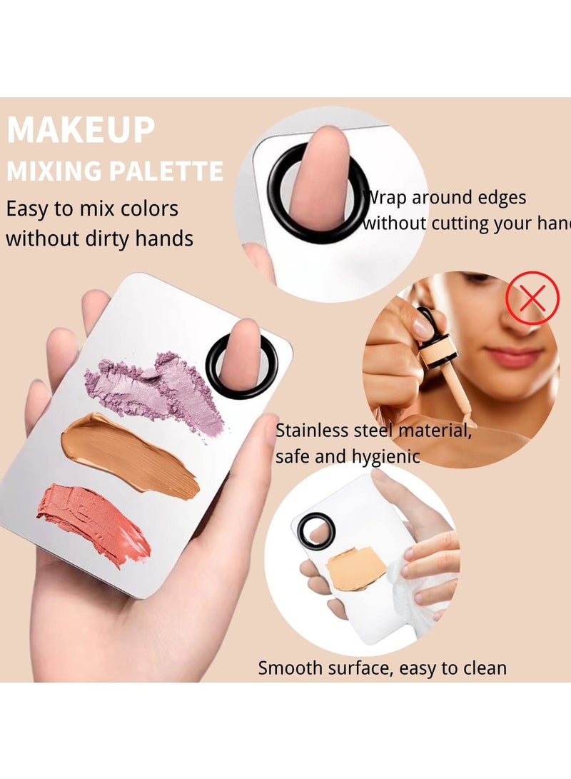 نيبمينينت 5pcs Makeup Spatula Korean Set, Stainless Steel Make Up Palettes and Spatula, Mixing Cosmetic Tool for Foundation Eye Shadow Eyelash Nail Art - Image 3