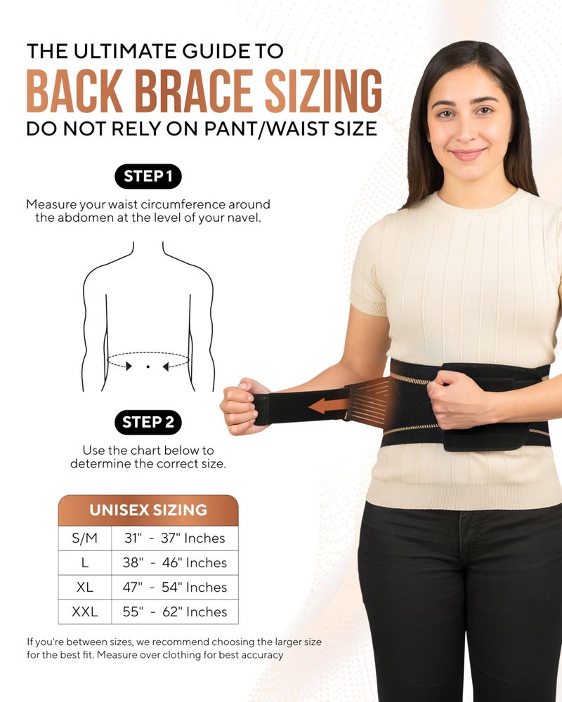 TheraCopper Copper Back Brace for Men & Women â€” Lumbar Support Belt for Lower Back Pain, Sciatica & Herniated Disc â€” Infused Copper Back Support with Adjustable Compression (Large) - Image 1