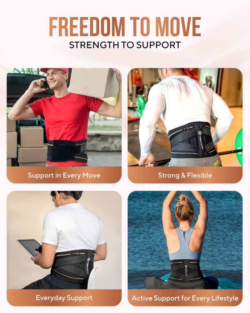 TheraCopper Copper Back Brace for Men & Women â€” Lumbar Support Belt for Lower Back Pain, Sciatica & Herniated Disc â€” Infused Copper Back Support with Adjustable Compression (Large) - Image 5