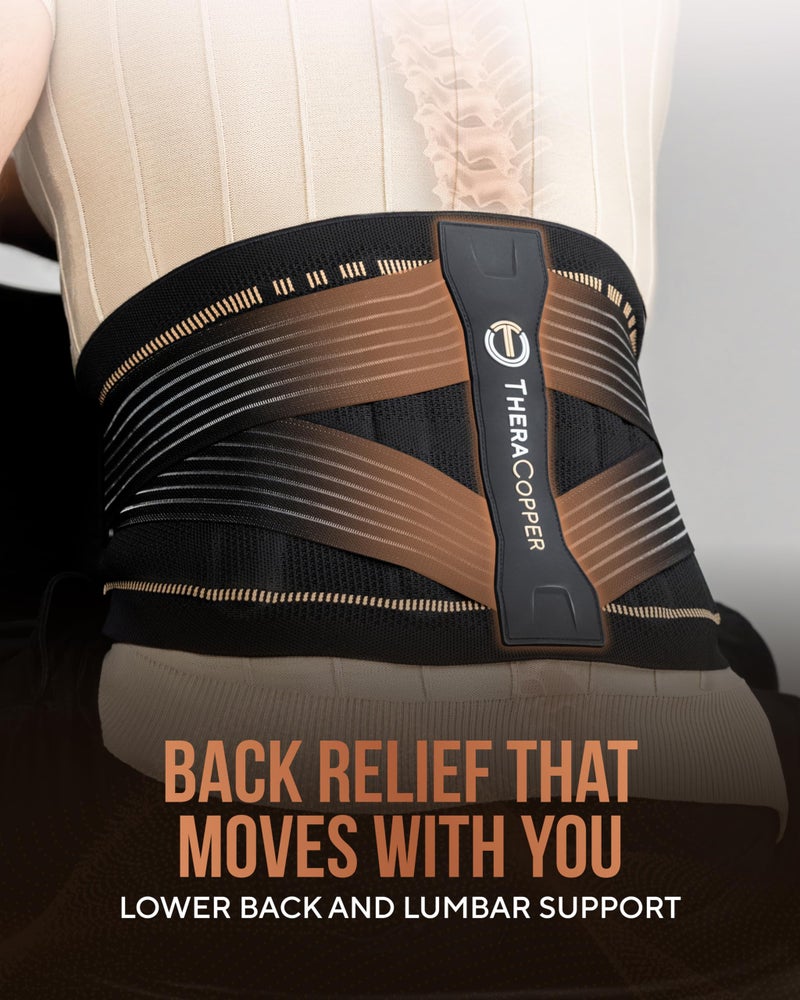 TheraCopper Copper Back Brace for Men & Women â€” Lumbar Support Belt for Lower Back Pain, Sciatica & Herniated Disc â€” Infused Copper Back Support with Adjustable Compression (Large) - Image 3