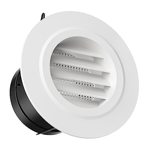 HG Power 3 Inch Round Air Vent, ABS Louver Grille Cover with Built-in Screen Mesh, White Soffit Vent for Bathroom Office Kitchen Ventilation - Opening Size 2.83" - Image 1
