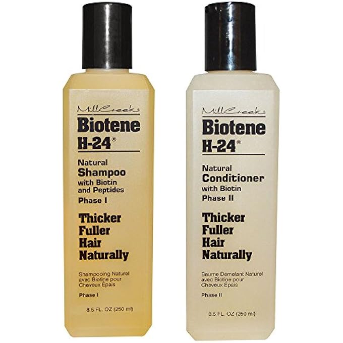 Mill Creek BOTANICALS BIOTENE H-24 BIOTIN AND KERATIN SHAMPOO AND CONDTIIONER BUNDLE FOR THINNING HAIR, HAIR LOSS AND RECEDING HAIR LINE WITH ALOE VERA, SAGE, PANTHENOL AND VITAMIN E, 8.5 OZ. EACH - Image 1