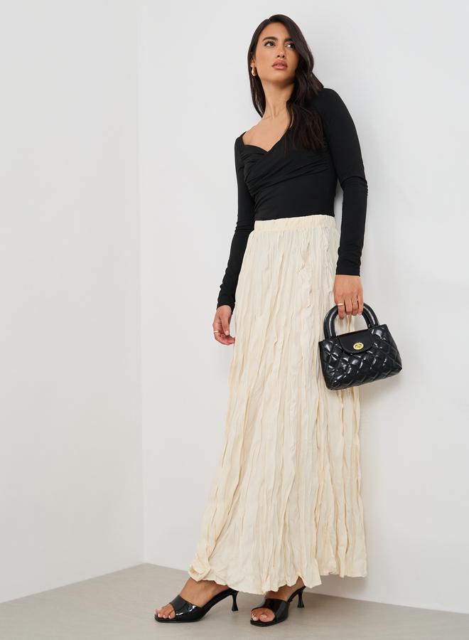 ستايلي تنورة ماكسي واسعة بخصر مطاطي مزخرف - Image 1