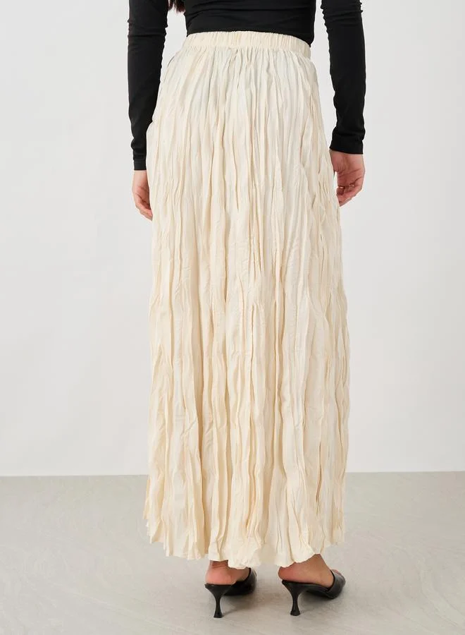 Styli Styli Textured Elasticated Waistband A-Line Maxi Skirt