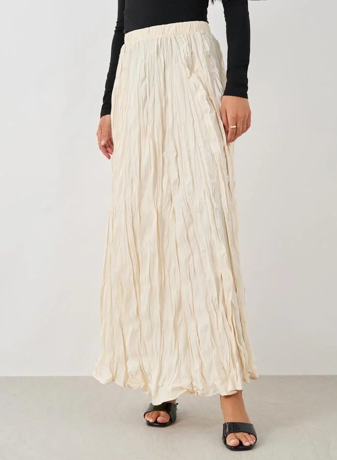 Styli Styli Textured Elasticated Waistband A-Line Maxi Skirt