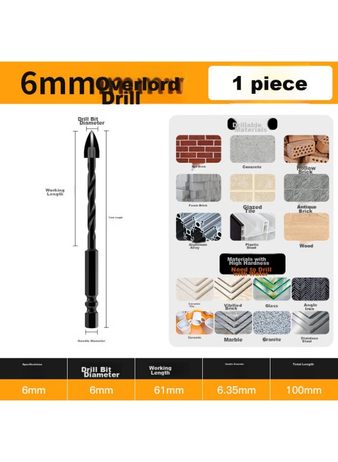 Huhao Ceramic Tile Drill Bit, Hexagonal Shank, Cross-shaped, Triangular, Impact, Four-blade, King Drill, For Concrete, Tiles, And Glass - Image 2
