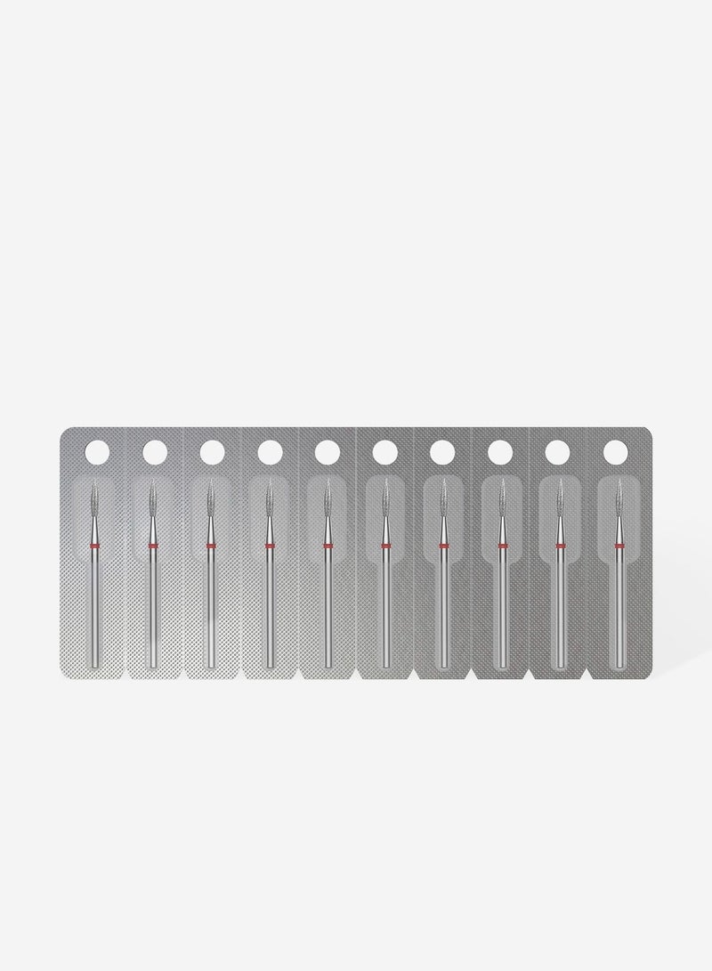 STALEKS PRO Diamond nail drill bit pointed flame red EXPERT head diameter 2,3 mm / working part 8 mm - Image 3