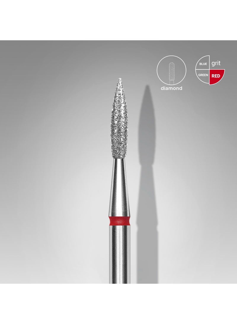 STALEKS PRO Diamond nail drill bit pointed flame red EXPERT head diameter 2,3 mm / working part 8 mm - Image 1