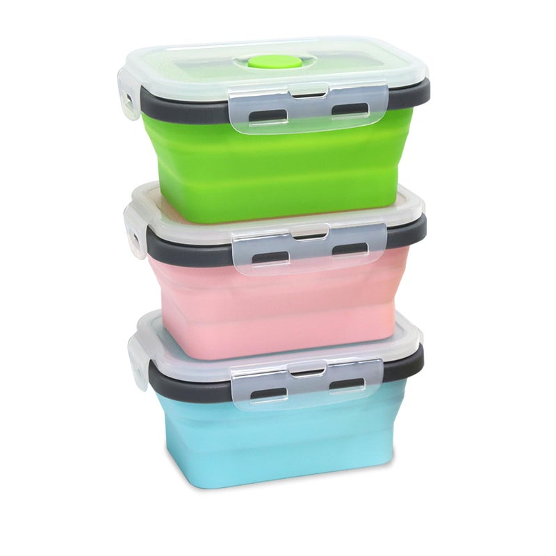 Pharamat Small Collapsible Silicone Food Storage Container 3 Pack, Silicone Storage Containers for Snack, Fruit(Small, 12 Oz), Stackable, Space Saving, Portion Control - Image 1