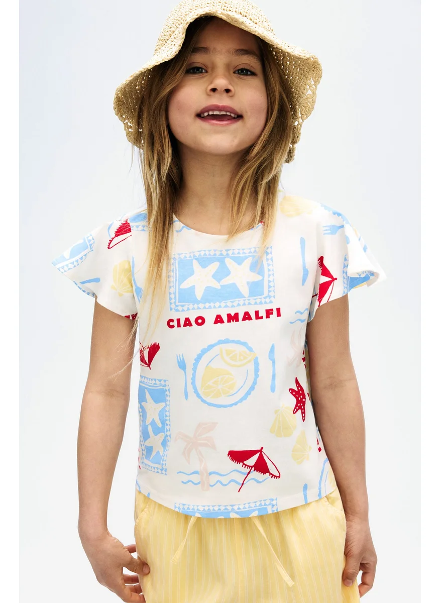 اتش اند ام Flutter-Sleeved Cotton Top