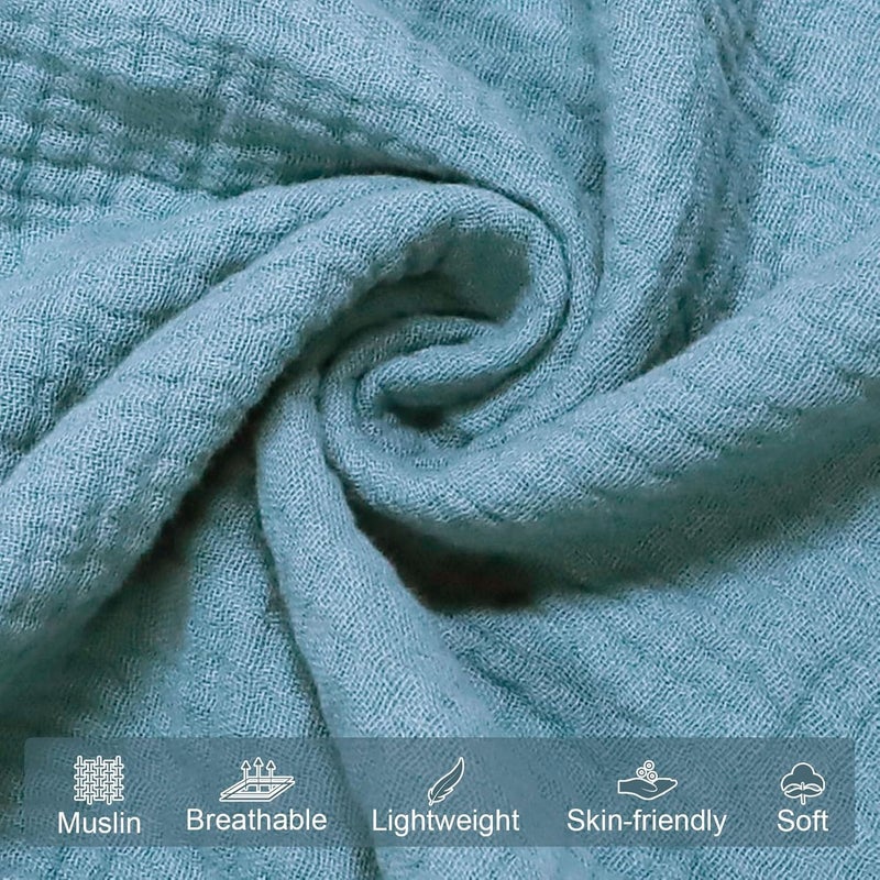 Hooyax غطاء سرير هويكس من موسلين قطن عضوي قابل للإزالة للأطفال الرضع مقعد أرضي مبطن للأولاد والبنات بحجم كبير 37 × 21 بوصة أزرق - Image 4