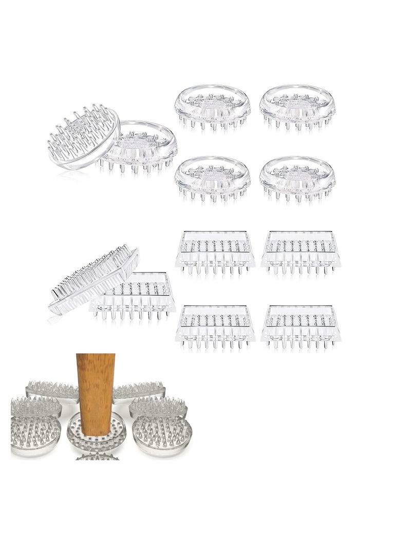 Premium Furniture Coasters and Carpet Protectors, 12PCS Non-Slip Spiked Caster Cups for Chairs, Sofas, Tables and More, Round and Square Leg Pads for Home and Office Use - Image 1