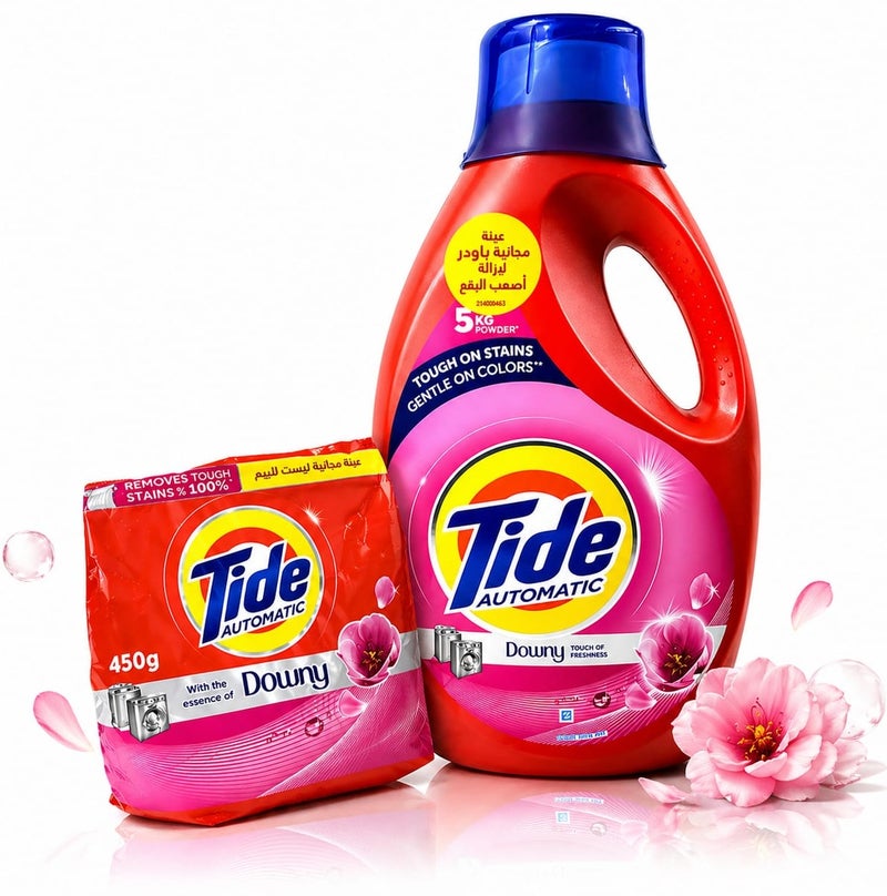Tide Automatic Power Gel Laundry Detergent With Downy Touch of Freshness, 2.35kg + Tide Automatic Powder With Downy 450gm - Image 1