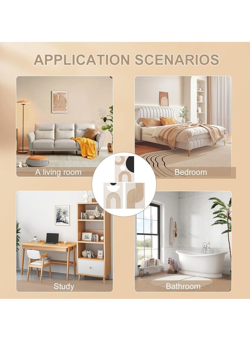 RATSAW Set Of 3 Framed Canvas Wall Arts Stretched Over Wooden Frame Paintings Sage Green Boho Wall Art Room Decor for Living Room Bedroom Office - Image 5