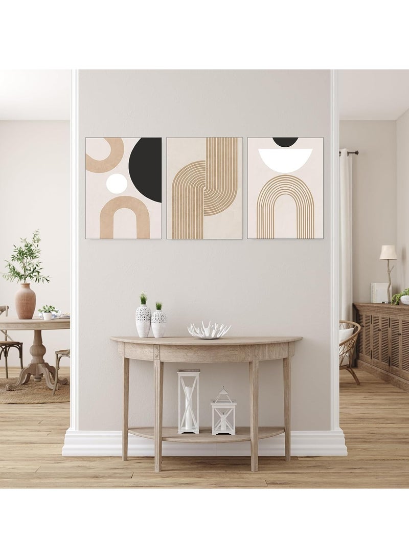 RATSAW Set Of 3 Framed Canvas Wall Arts Stretched Over Wooden Frame Paintings Sage Green Boho Wall Art Room Decor for Living Room Bedroom Office - Image 4