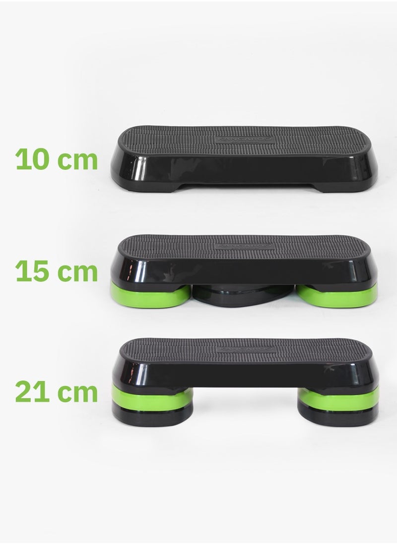 KANGAROO Step black and green exercise staircase with 3 adjustable levels With resistance rope gift  - Image 4