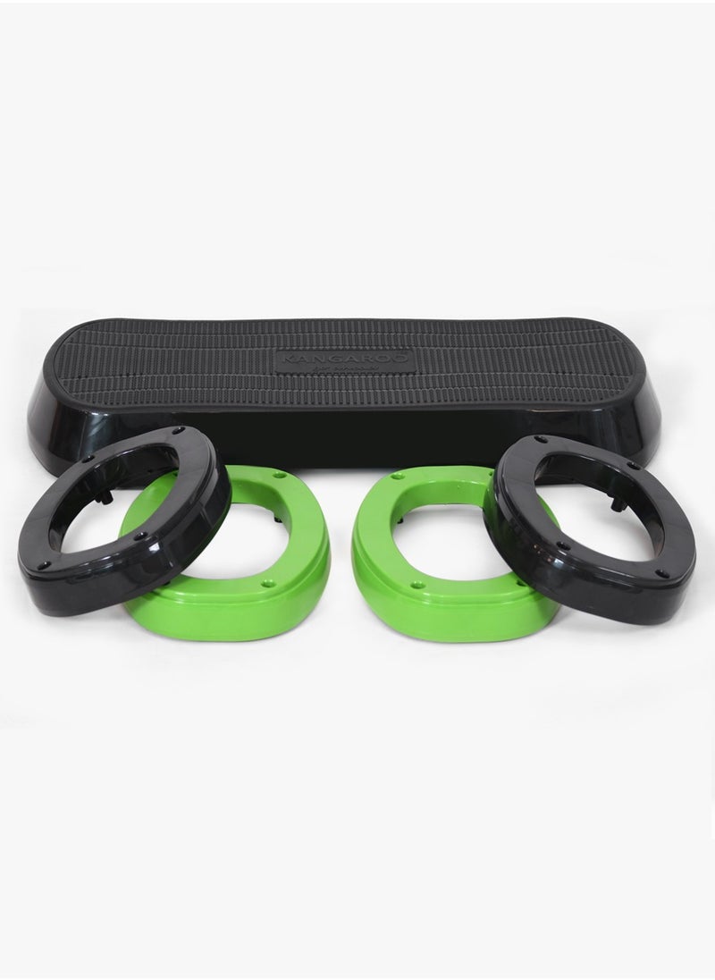 KANGAROO Step black and green exercise staircase with 3 adjustable levels With resistance rope gift  - Image 3
