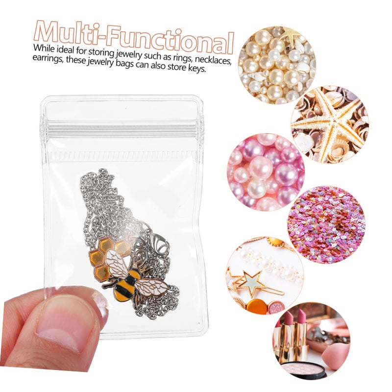 100pcs Clear Plastic Jewelry Bags Mini Press Seal Zip Lock Packaging for Earrings Small Business Home Use - Image 4