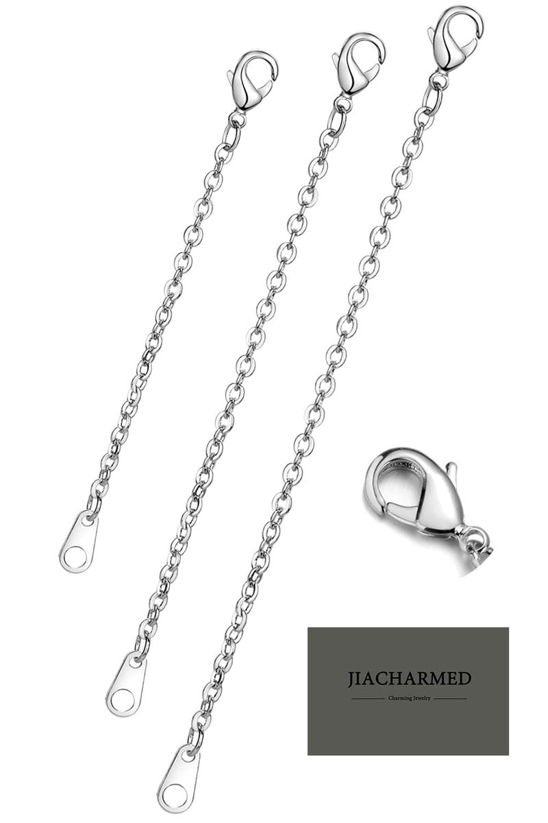 JIACHARMED Necklace Extenders Silver Necklace Extenders Delicate 23 4 Inches Necklace Extension Chain Set for Necklaces Chokers Bracelets Anklets 2mm Width Chain Extender