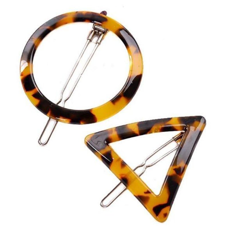 ASTRQLE 2 Pairs Leopard Print Color Circle Triangular Hairpin Barrettes Hair Clip Clamps Hair Pin Barrette Hair Accessories For Women Girl 