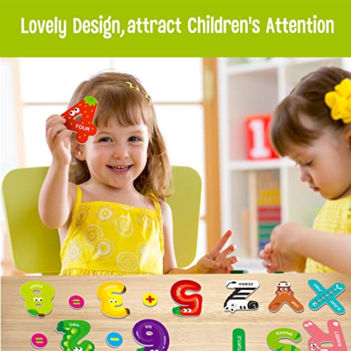 SpriteGru Magnetic Uppercase Letters and Numbers, Educational Learning Tool for Kids Word Recognition 39 Pieces Magnets Include 26 Colorful Alphabet Letters, 10 Numbers and 3 Symbols,Toddlers 3 4 5 Years Old - Image 5
