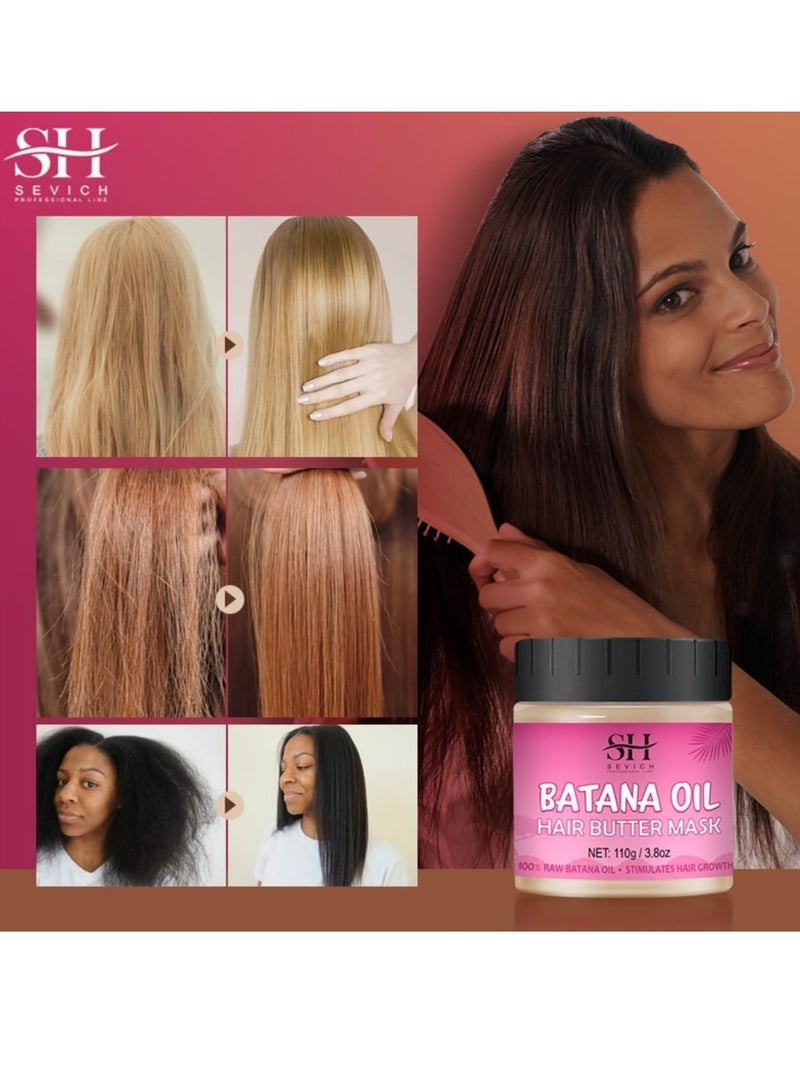 Sevich 110g Batana Oil Hair Butter Mask Natural 100% Raw Batana Oil Hair Mask Deeply Strengthens Hair Moisturizes and Protect from Dryness Prevent Breakage Nourishing Hair Treatment Mask - Image 2