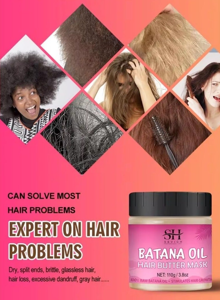 Sevich 110g Batana Oil Hair Butter Mask Natural 100% Raw Batana Oil Hair Mask Deeply Strengthens Hair Moisturizes and Protect from Dryness Prevent Breakage Nourishing Hair Treatment Mask - Image 3