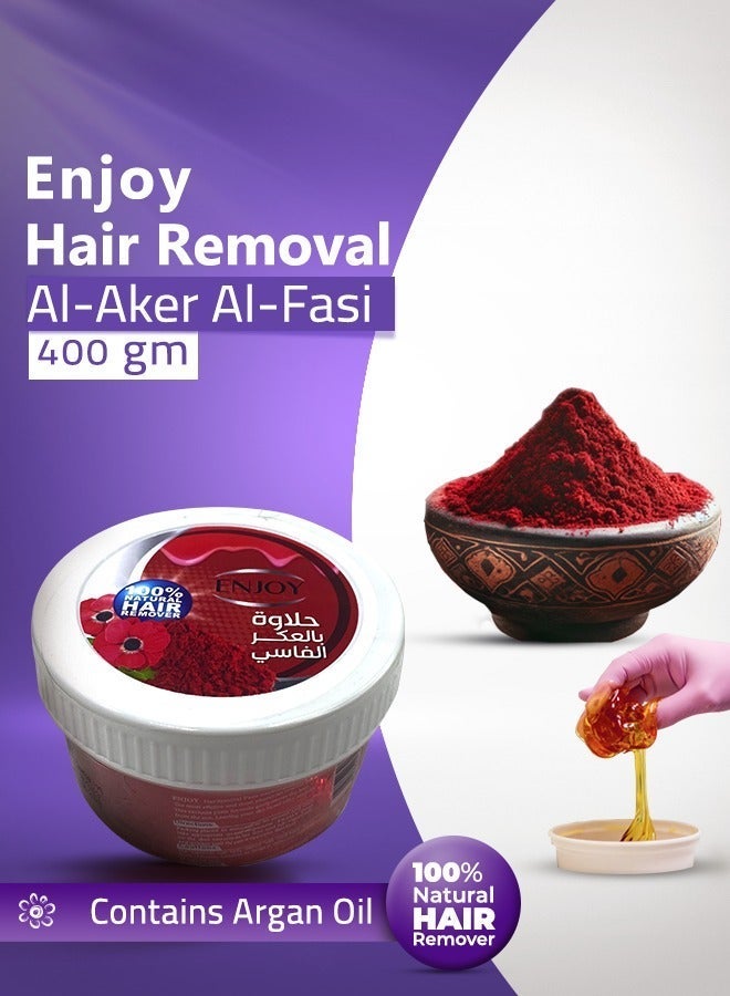 ENJOY Hair Remover Paste with Aker Fassi – 400g | 100% Natural Sugar Wax | Gentle & Effective Hair Removal | Smooth & Silky Skin | Long-Lasting Results | Enriched with Natural Moroccan Aker Fassi - Image 5