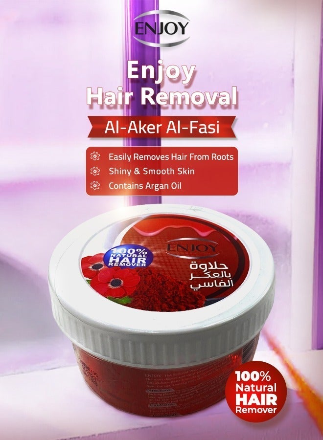 ENJOY Hair Remover Paste with Aker Fassi – 400g | 100% Natural Sugar Wax | Gentle & Effective Hair Removal | Smooth & Silky Skin | Long-Lasting Results | Enriched with Natural Moroccan Aker Fassi - Image 4